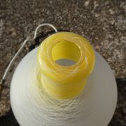 white and yellow vintage textured glass pendant lamp 50s