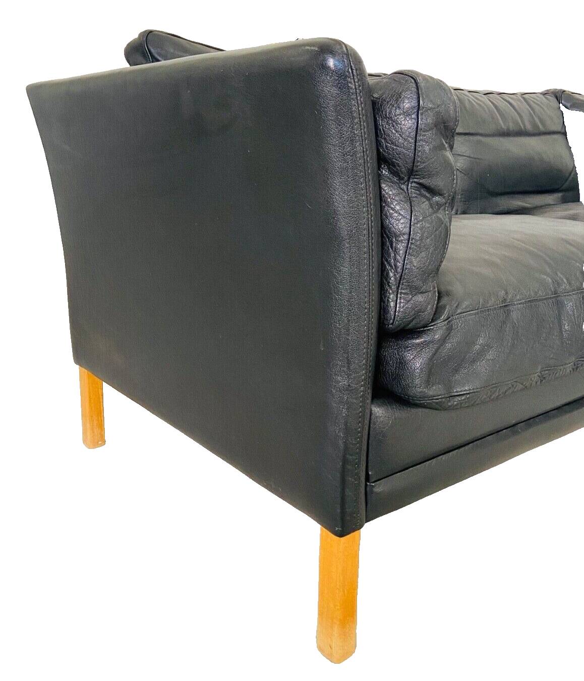 Danish mid-century vintage Mogens Hansen black leather sofa 60s