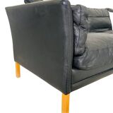 Danish mid-century vintage Mogens Hansen black leather sofa 60s