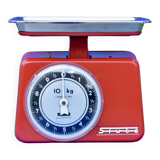STUBE - Vintage red enameled metal kitchen scale in its original box - Force 10