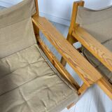 '70s set of 2 pine & canvas lounge chairs by Erik Wørts for IKEA