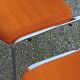 Set of 6 designer chairs from the 70s orange fabrics and chrome tubes
