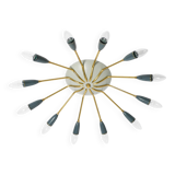 Very nice large 12-armed Mid Century Modern Brass Sputnik ceiling lamp