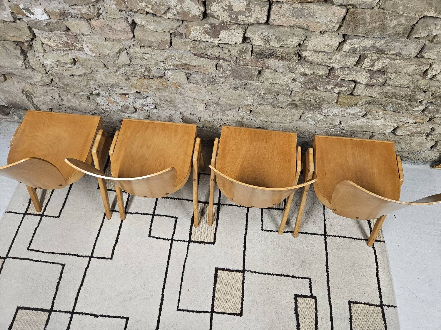 Set of 4 vintage 1960s bistro chairs