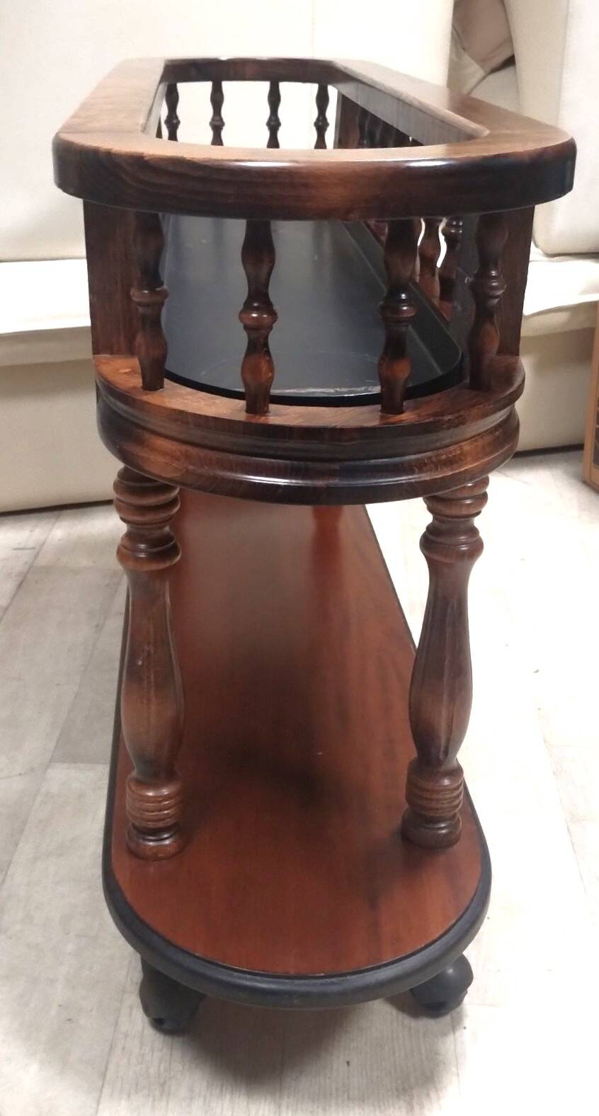 Solid wood planter with two trays on wheels