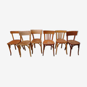 Set of six dismatched vintage chairs