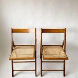 Pair folding chairs caning