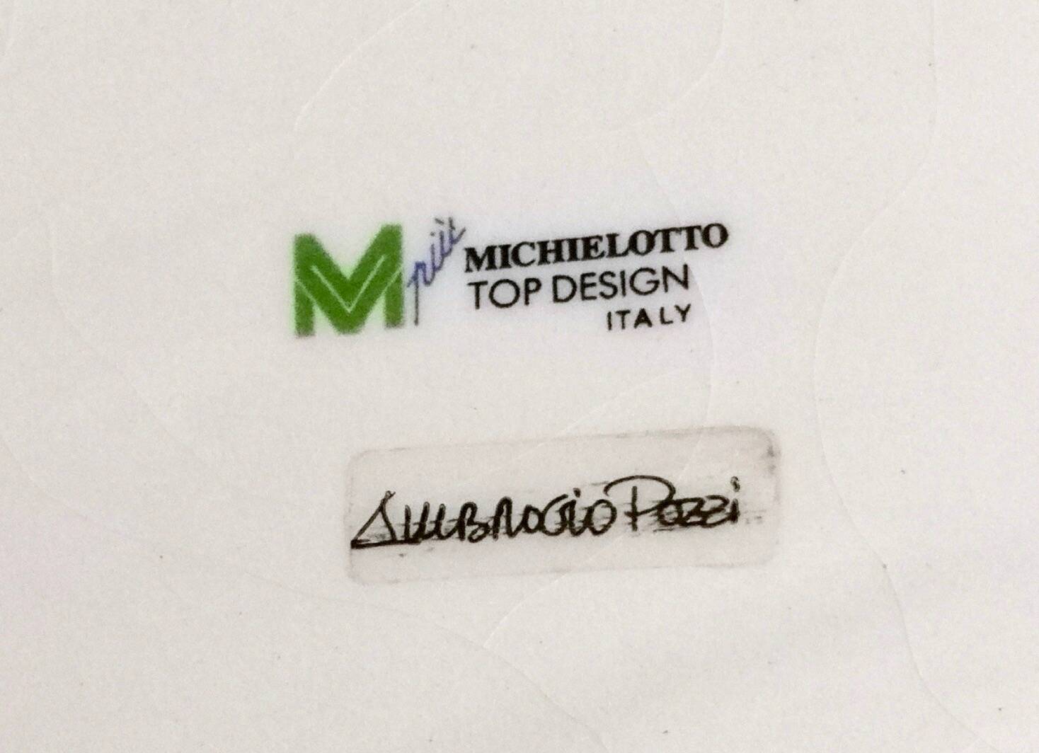 Round White Ceramic Catchall by Ambrogio Pozzi with Hand Painted Details, I
