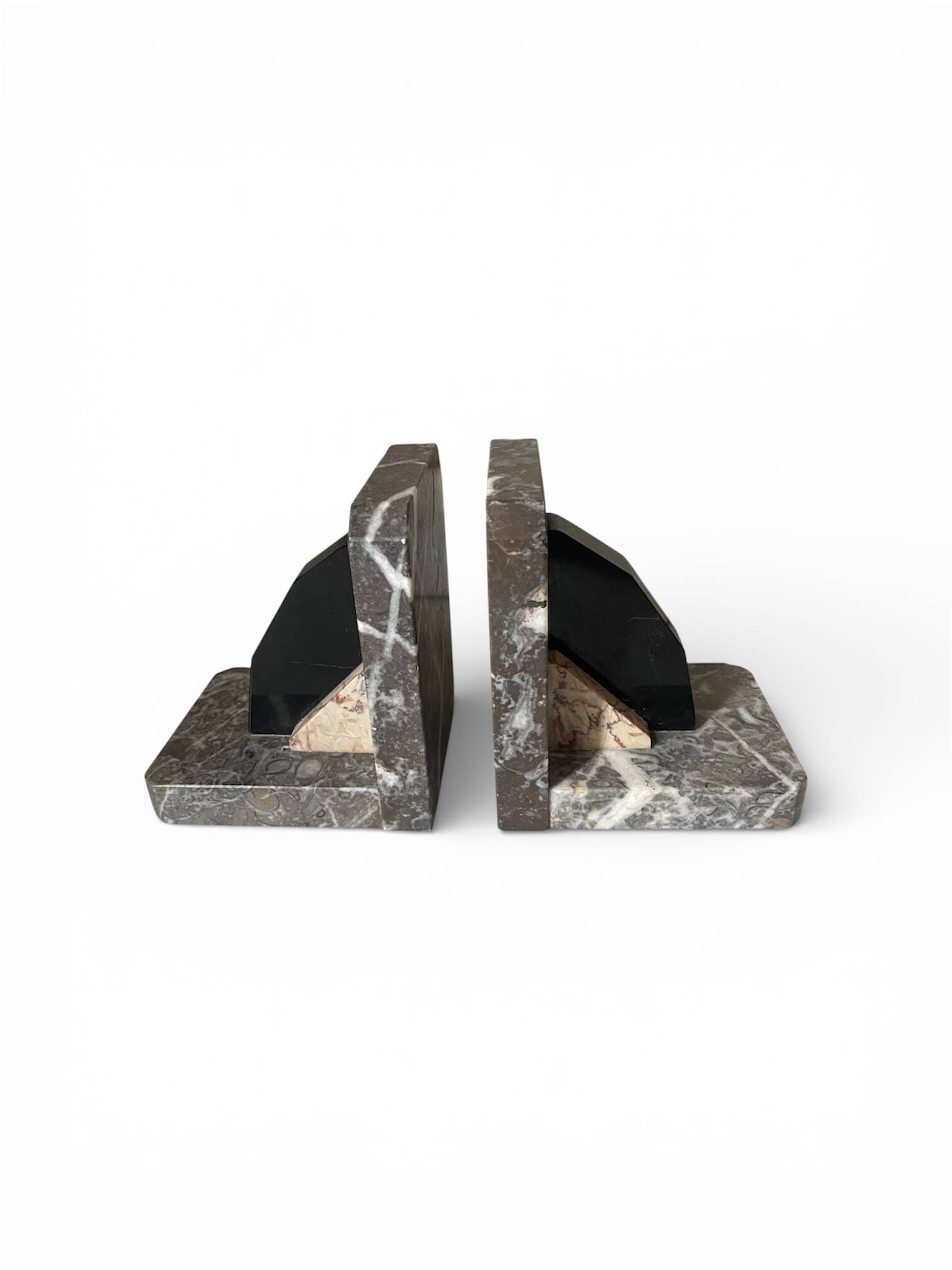 Pair of Art Deco marble and onyx bookends