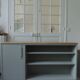 Furniture, vintage bookcase re-enchanted in verdigris, wooden top.