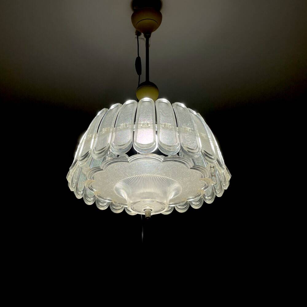 Mid century modern plexiglass chandelier 1970s