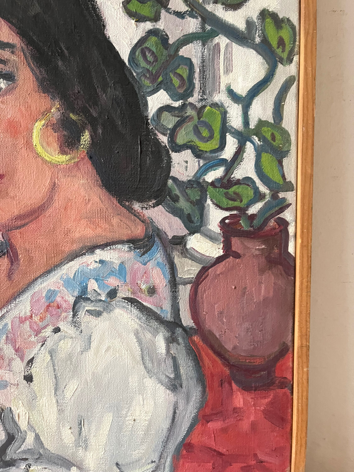 Spanish woman with a red bouquet, signed 1978.