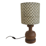 Wooden lamp with fabric shade