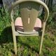 Série de 6 chaises Baumann bois vert avec assise galette clair années 80 vintage