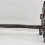 Pair of vintage steel fleur-de-lys andirons