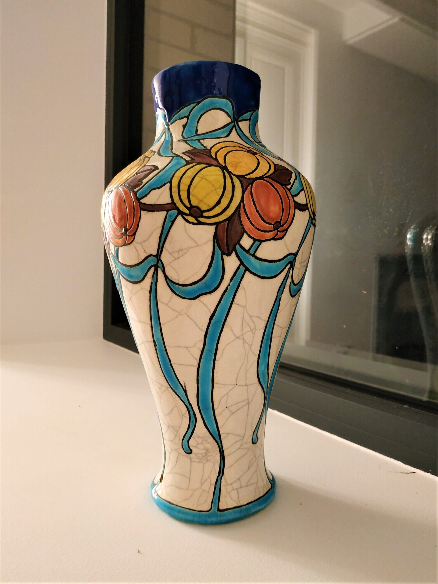 Boch la Louvière art deco lamp in cracked faint lamp