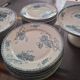 Service of 33 plates and compote dish Royat U&C Sarreguemines 1900 in blue ironstone.
