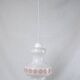 Vintage French pendant light in cream-white glass with pink flowers