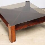 Scandinavian rosewood and glass coffee table Mobelintarsia - 1960