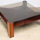 Table basse scandinave en palissandre et verre Mobelintarsia - 1960