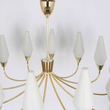 Classic glass chandelier, in the Stilnovo style, 1950s.