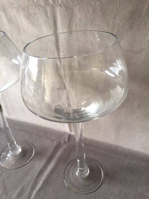 Duo of Vases Giant Cocktail Glasses Tealight Holders Cups on Blown Crystal Stand