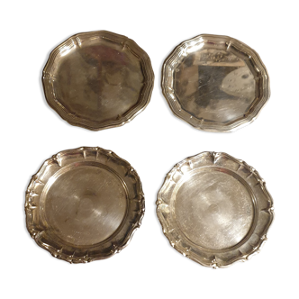 4 carved silver metal coasters