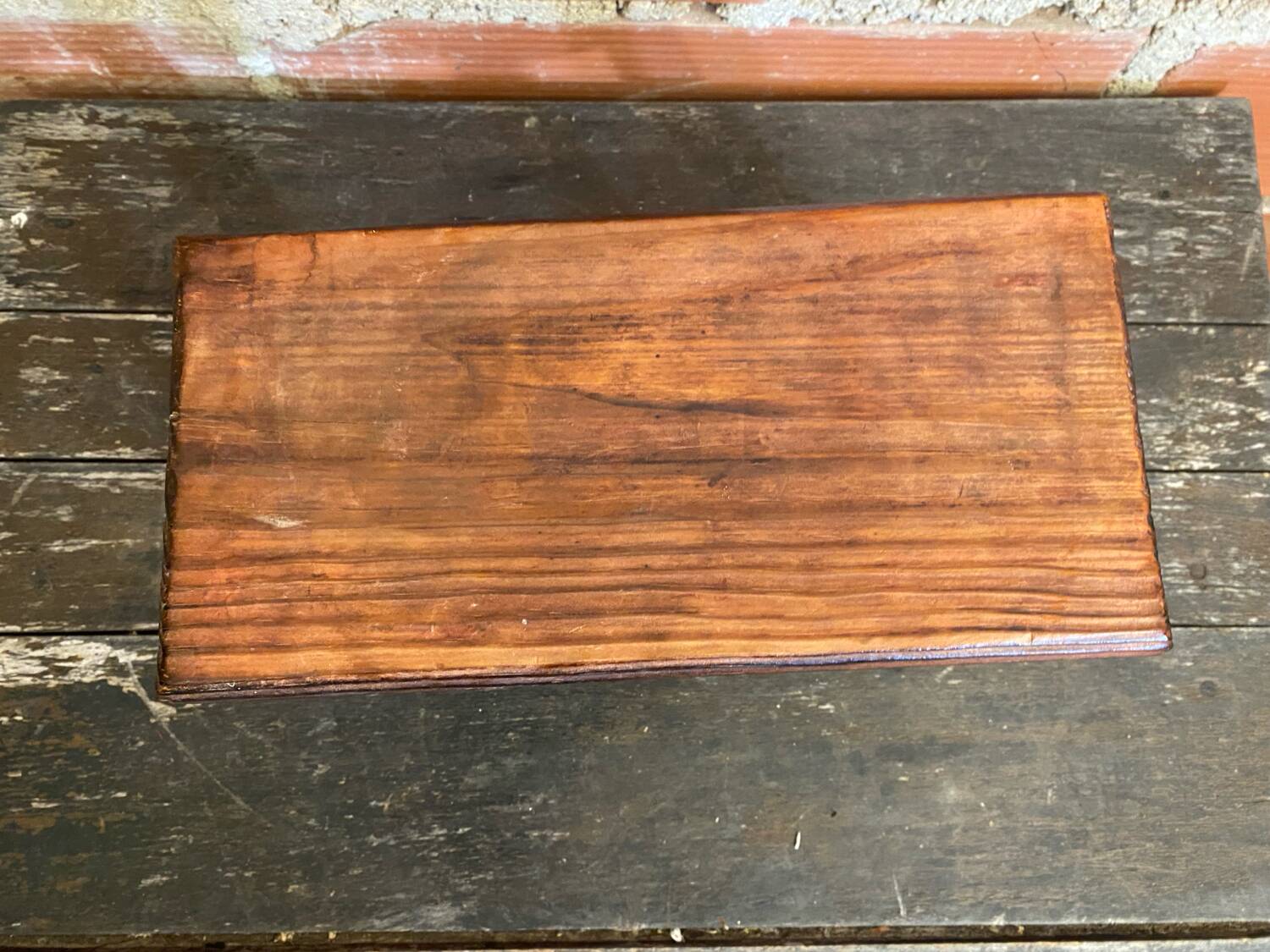 Brutalist Footstool Vintage Chalet Old Solid Wood #D62