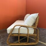 Mid-Century Rattan and Bamboo Canapé, Italy, 1960s