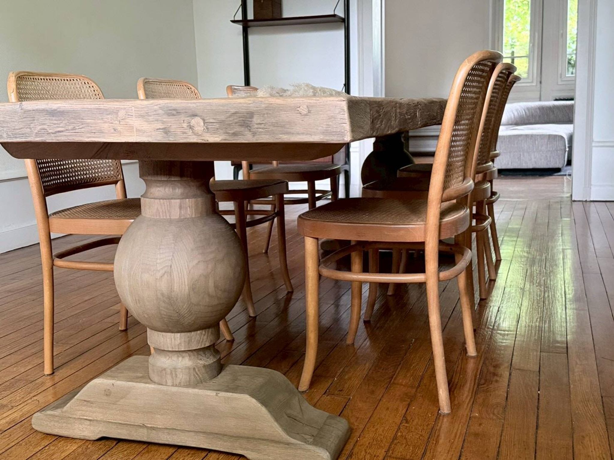 Table monastère en chêne ancien massif – SOLEIL 400 par 120 cm