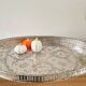 Oval silver-plated metal serving dish