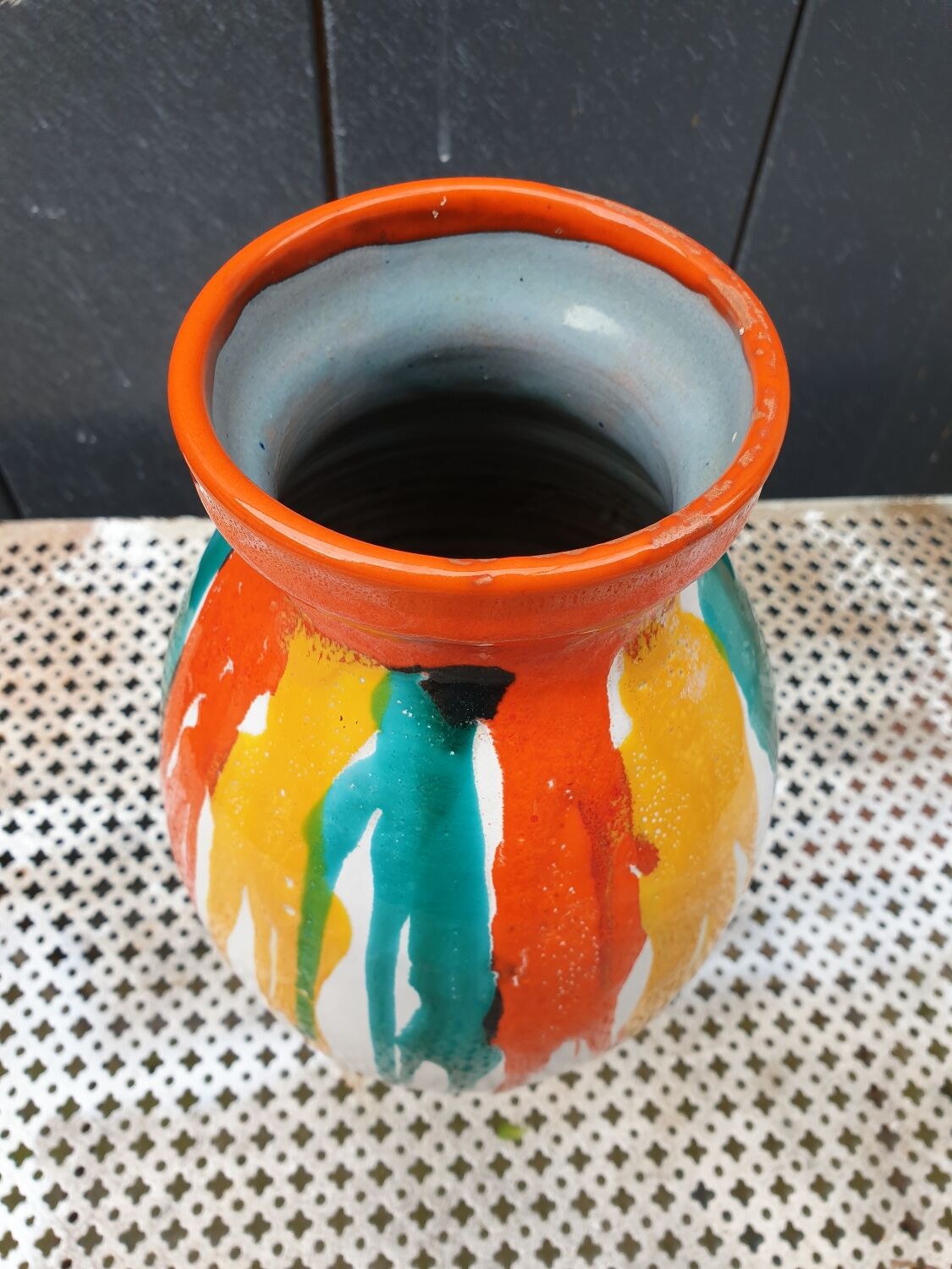 1960s multicolored glazed ceramic vase
