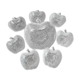 Dessert or vintage fruit salad service 8 pieces in textured opaque glass in the shape of an apple