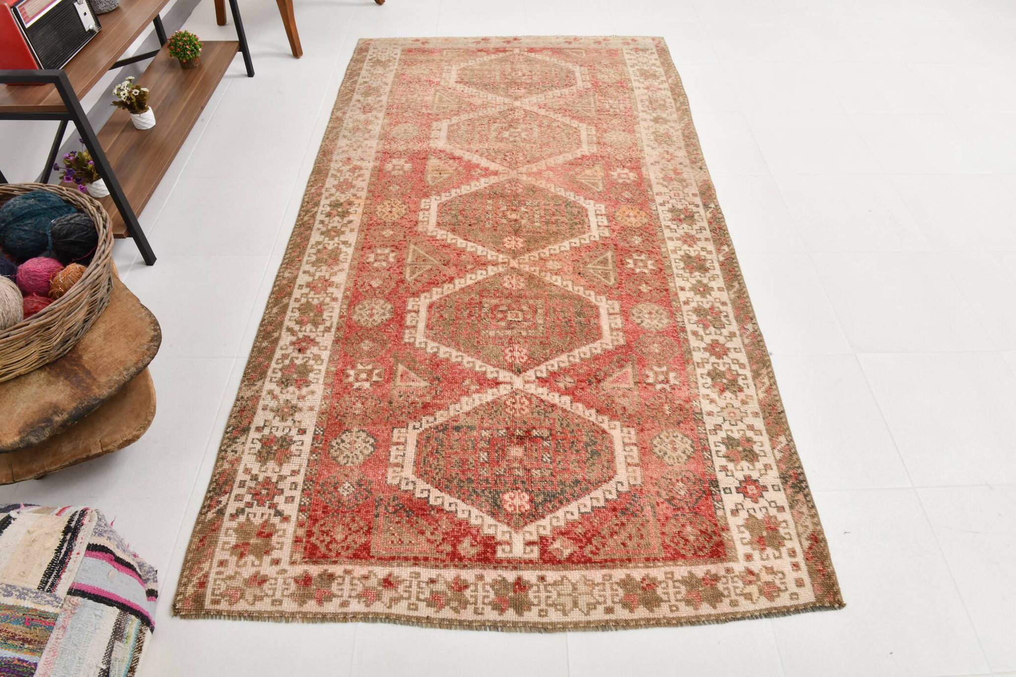 4x8 Red & Beige Oriental Persian Rug 135x255Cm SK 22292