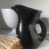 Matte black Vallauris ceramic pitcher