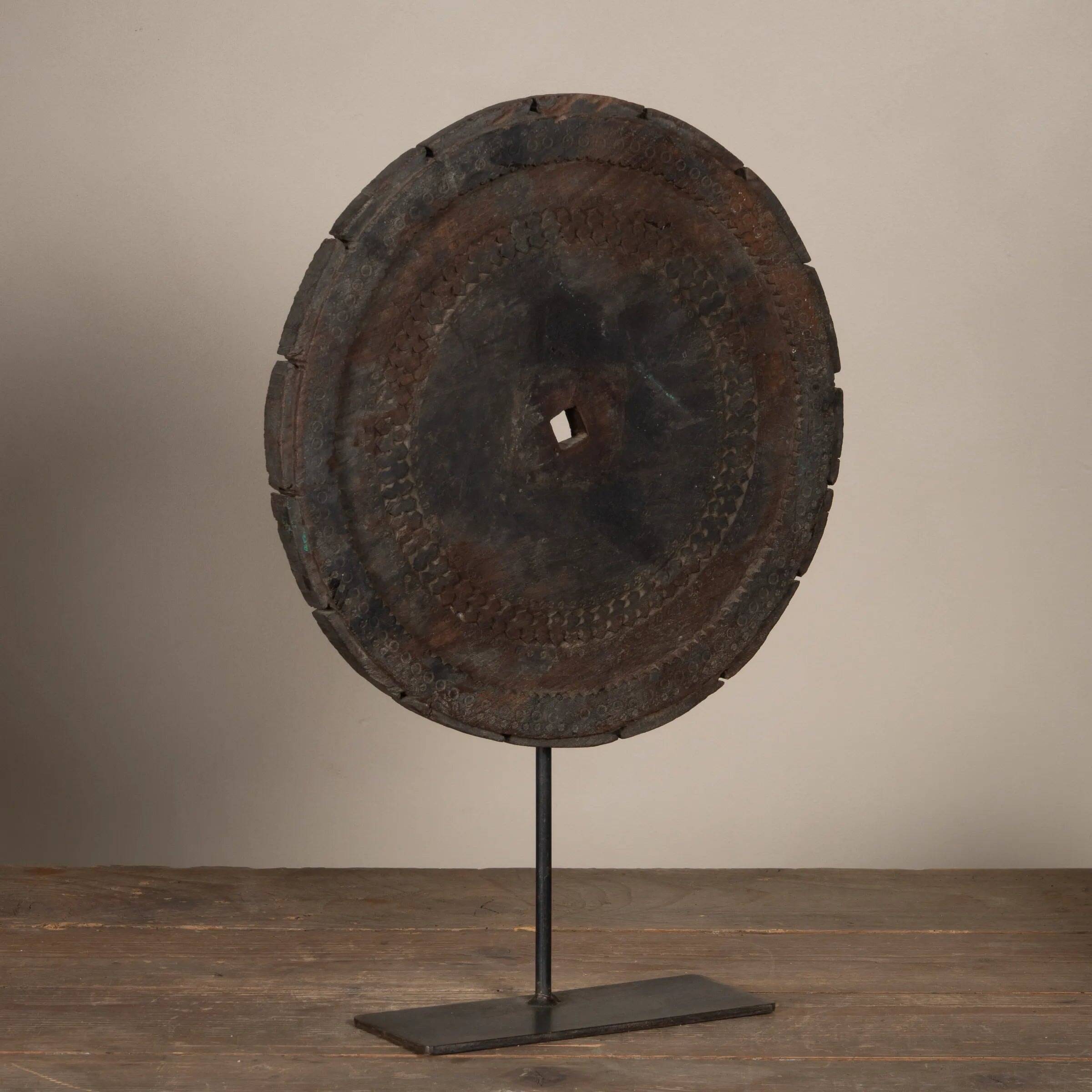 Mandal - Indian wooden wheel on stand no. 2