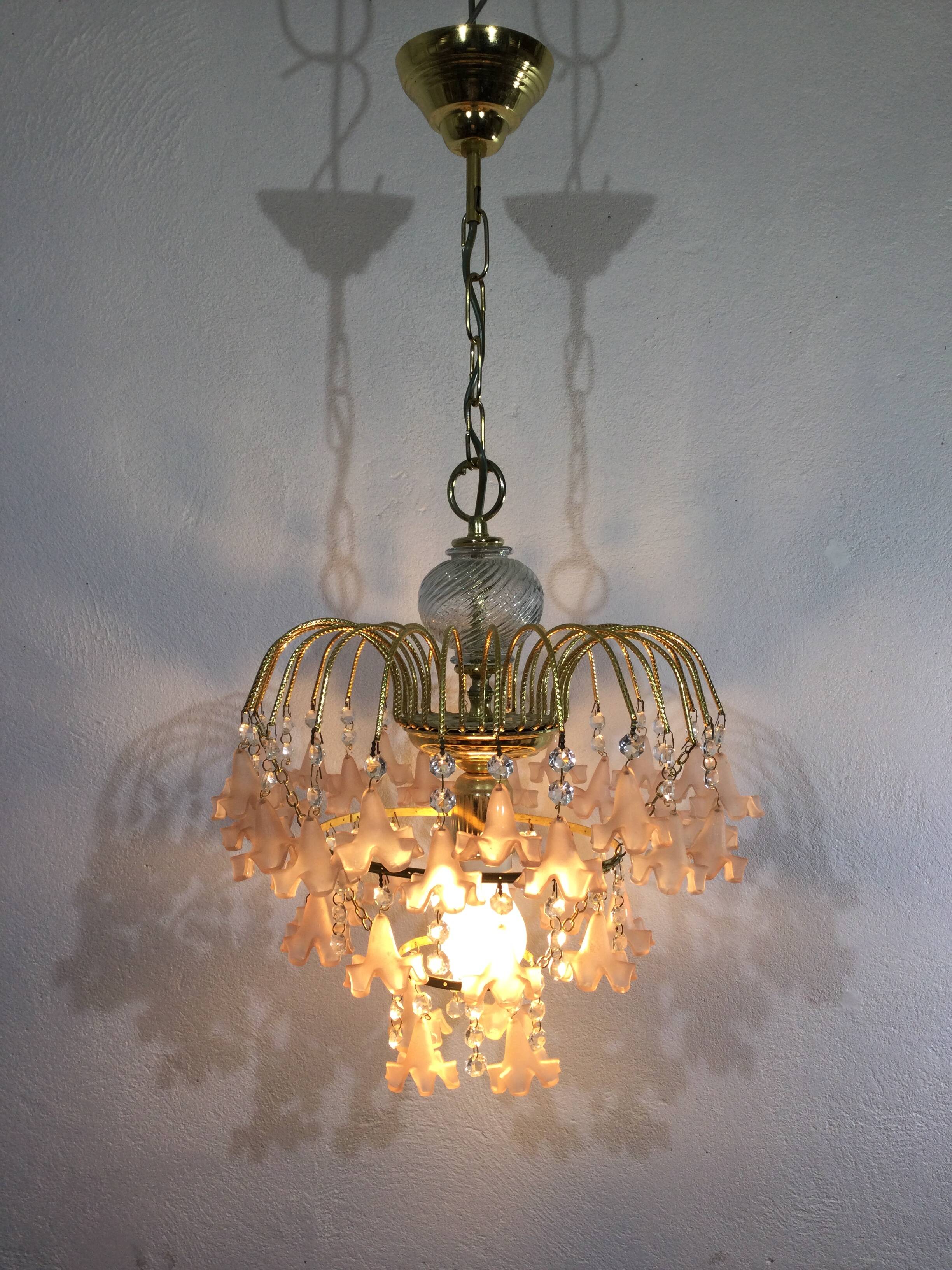 Pink flowers tassel chandelier