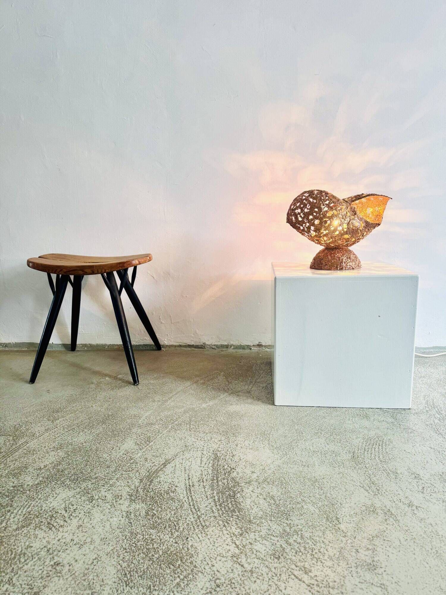 Sculptural Table Lamp In Copper By Aimo Tukiainen For Oy Moonlight, Finland 1970S