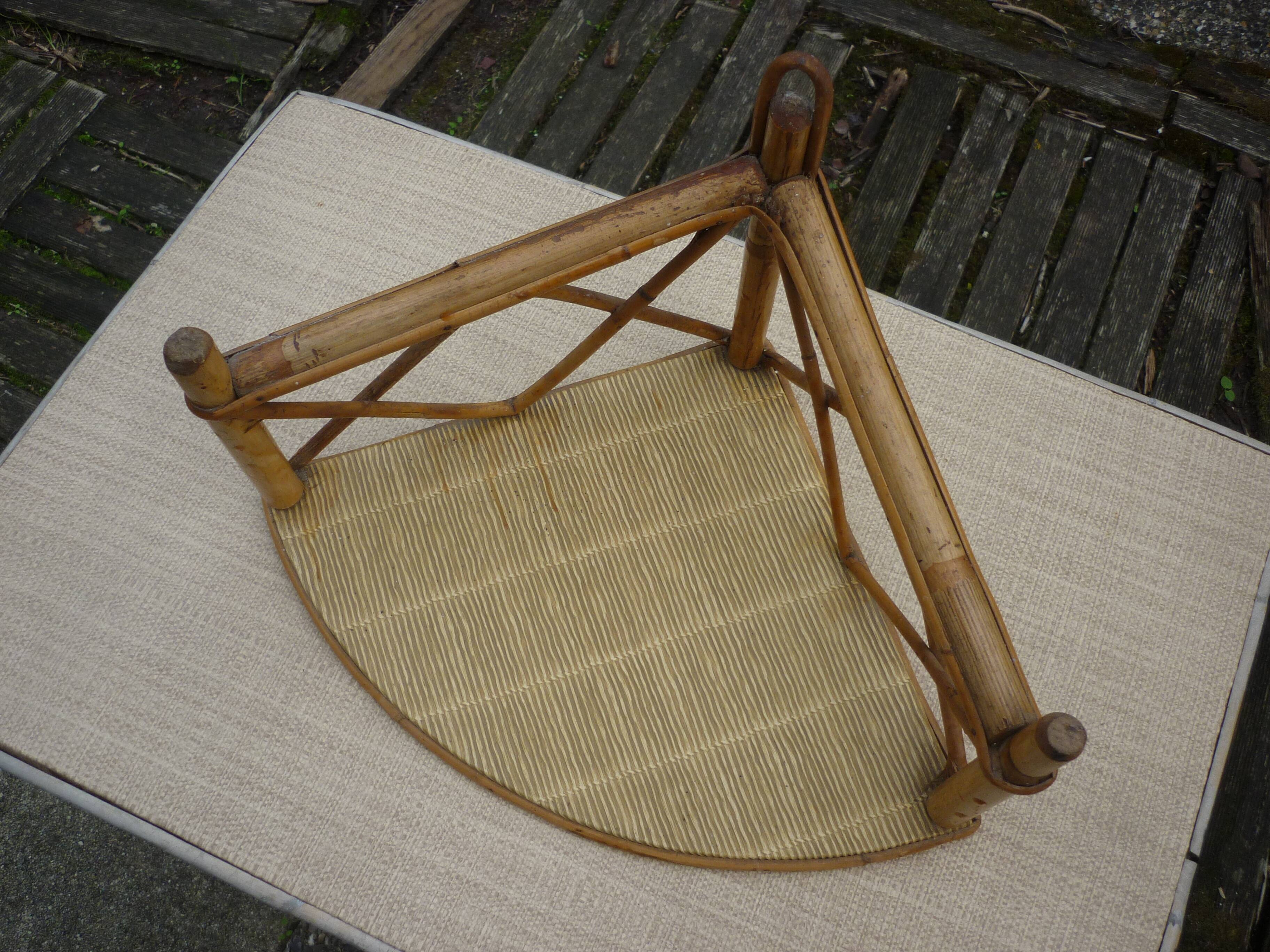 Wooden wall shelf in rattan bamboo