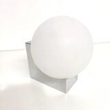 Opaline ball globe wall light on chrome metal base