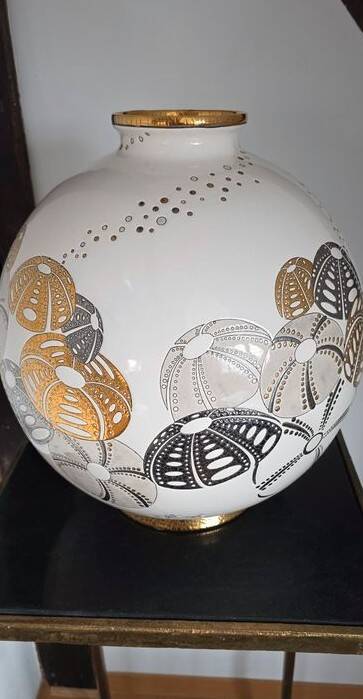 Longwy Enamels Large Colonial Sphere: SEA URCHIN