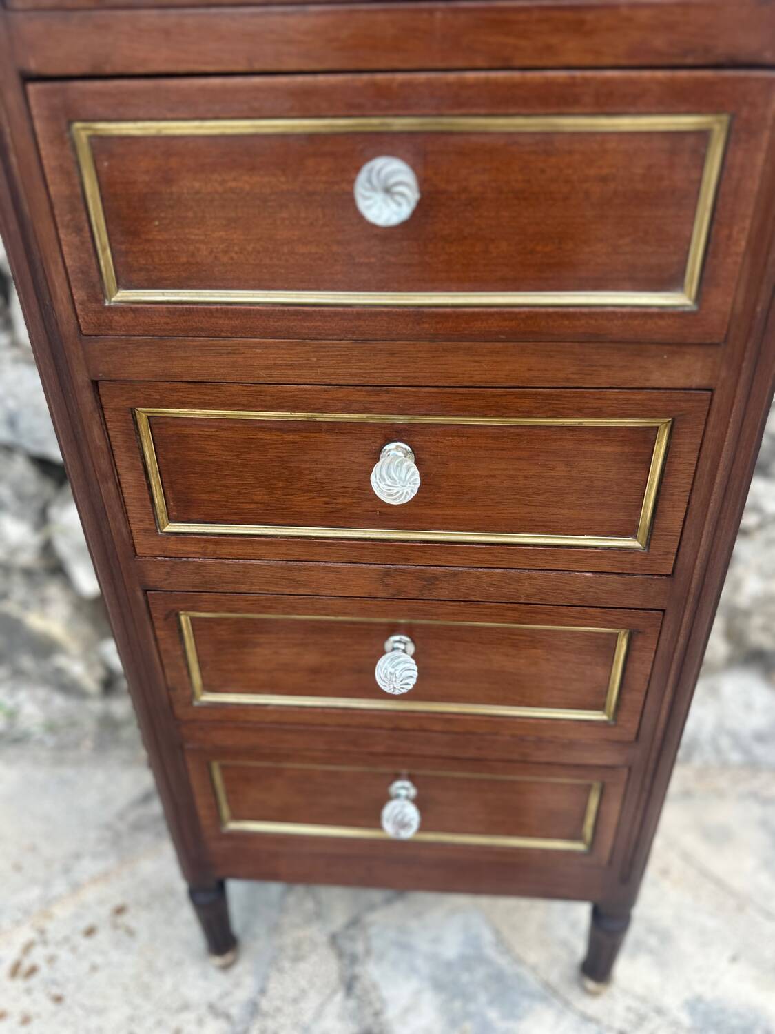 Small Louis XVI style Mahogany and mahogany veneer chiffonier