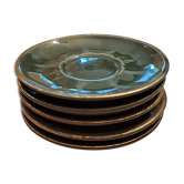 Lot de 5 sous tasses vertes et or "Bouichou Carcassonne"