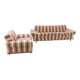 American sofa and armchair in original striped fabric from the 1970s