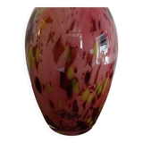 La rochere glassware vase in pink and multi-colored multi-layered glass signed