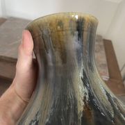 Old Vase Pot ATELIER ART LABREC Glazed Stoneware Green Brown France Pottery
