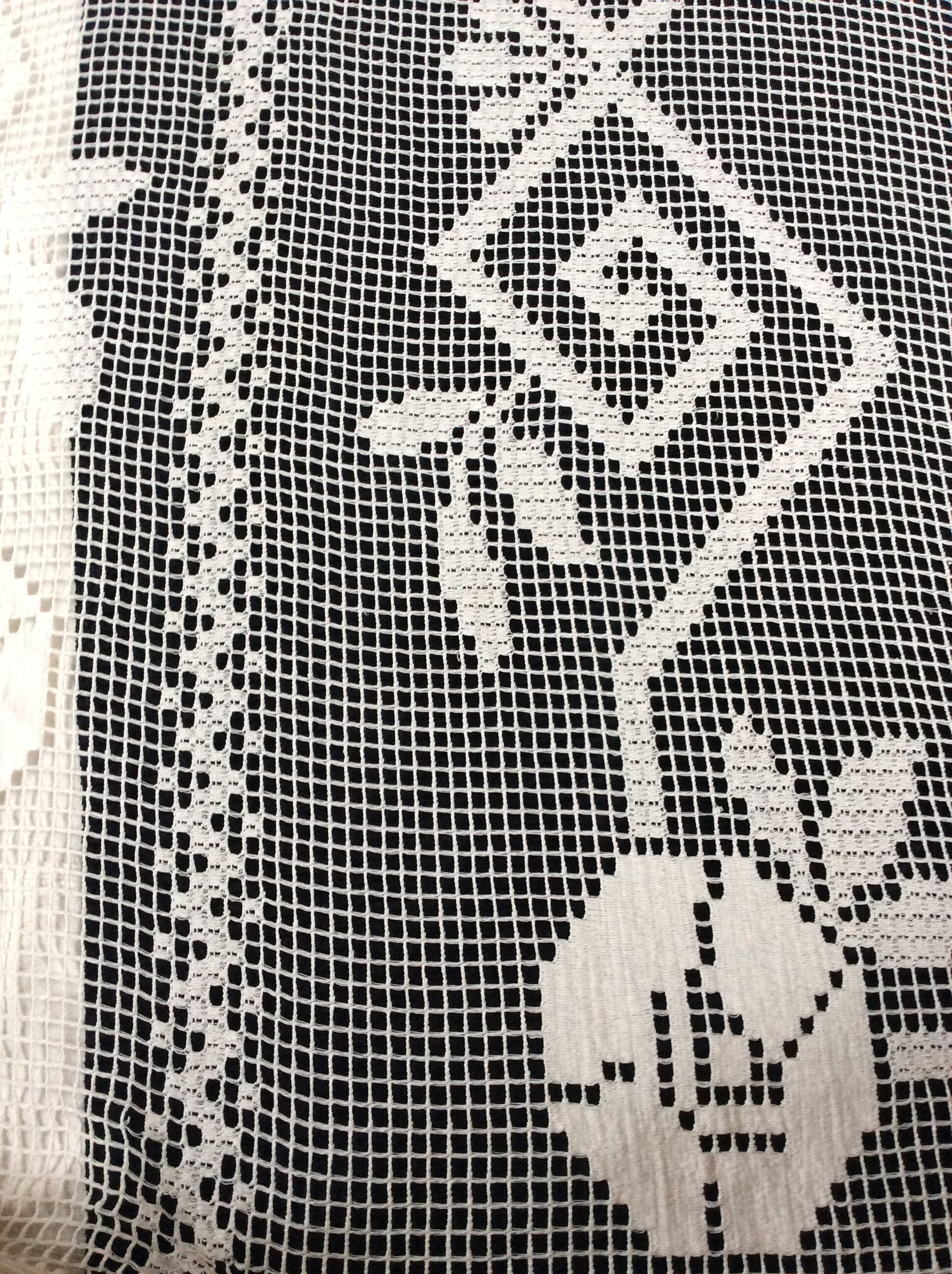 Hand embroidered bed cover with vintage crochet dimension: width -180cm- height -230cm-