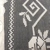 Hand embroidered bed cover with vintage crochet dimension: width -180cm- height -230cm-