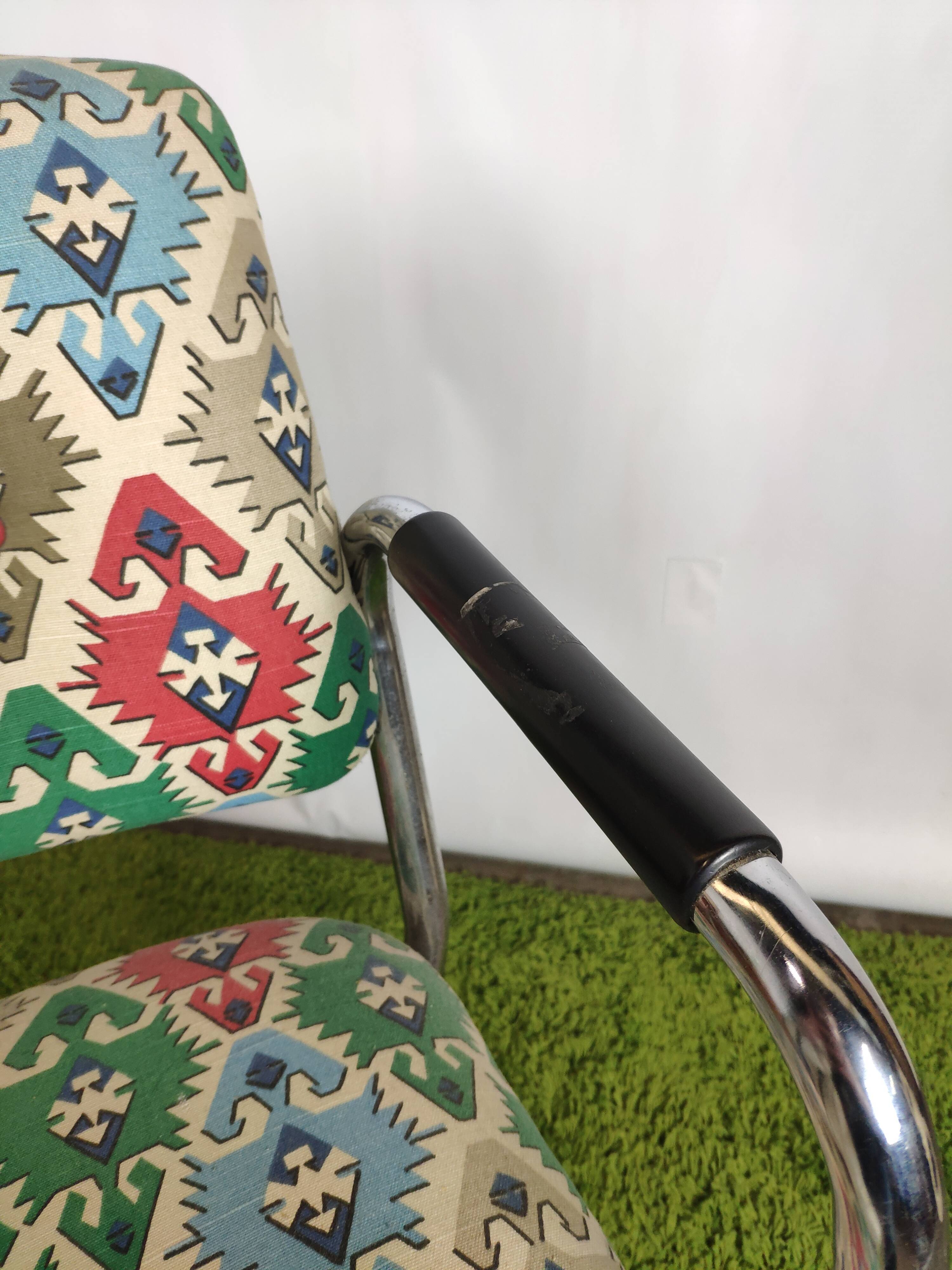 Vintage fabric desk and chrome stainless steel swivel on wheels