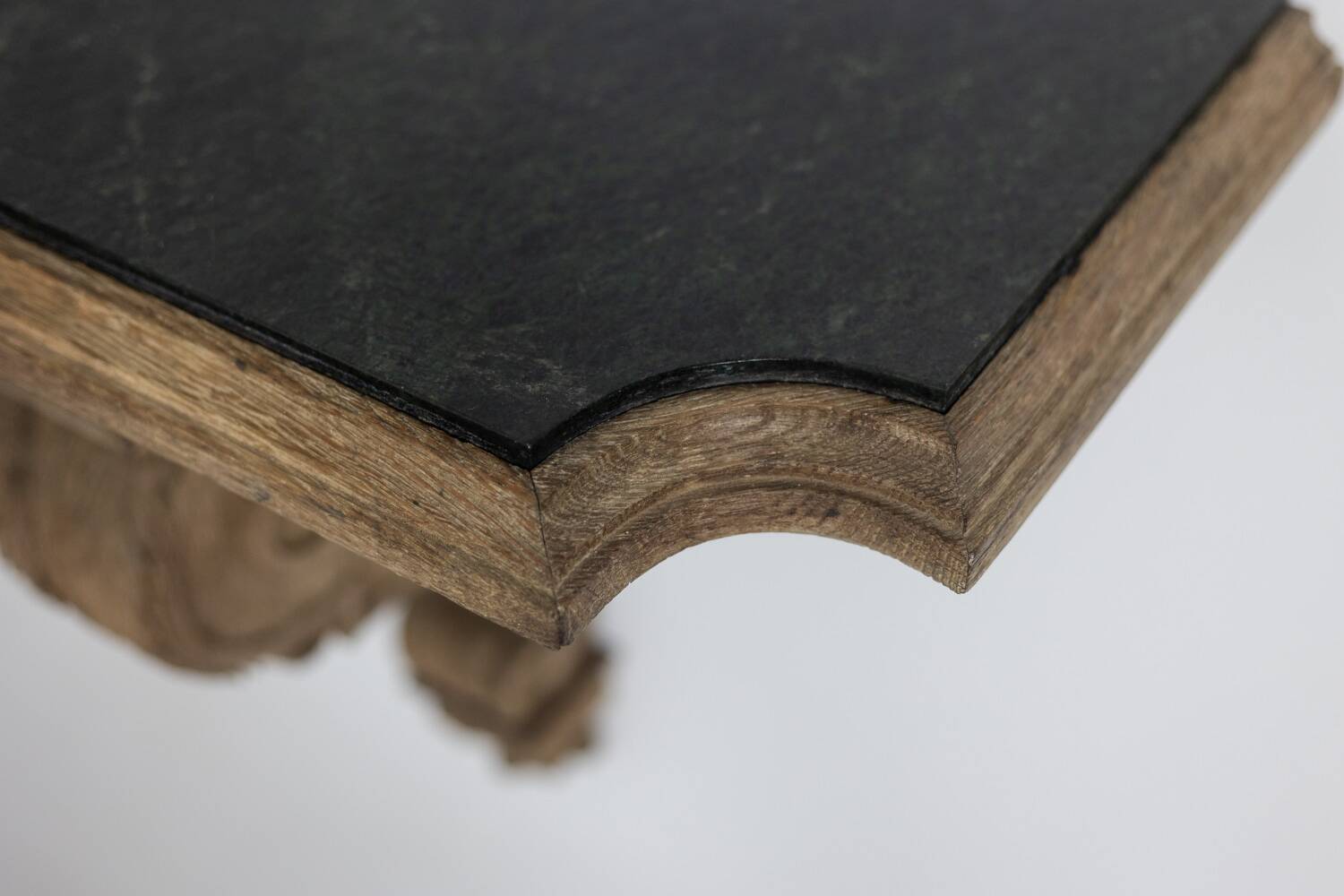 Jean-Charles Moreux. Console in carved oak and marble. 1940s.